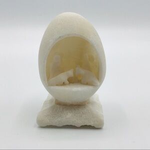 VINTAGE Nativity Scene Huamanga Hand Carved Stone Miniature Egg Made i…